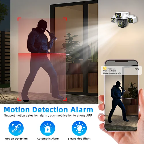 Imagen 2 del producto IPC360 Home 6K UHD Cámara IP WiFi para exteriores Lente triple de 12MP con detección humana AI Seguimiento automático 4K para monitoreo de seguridad CCTV