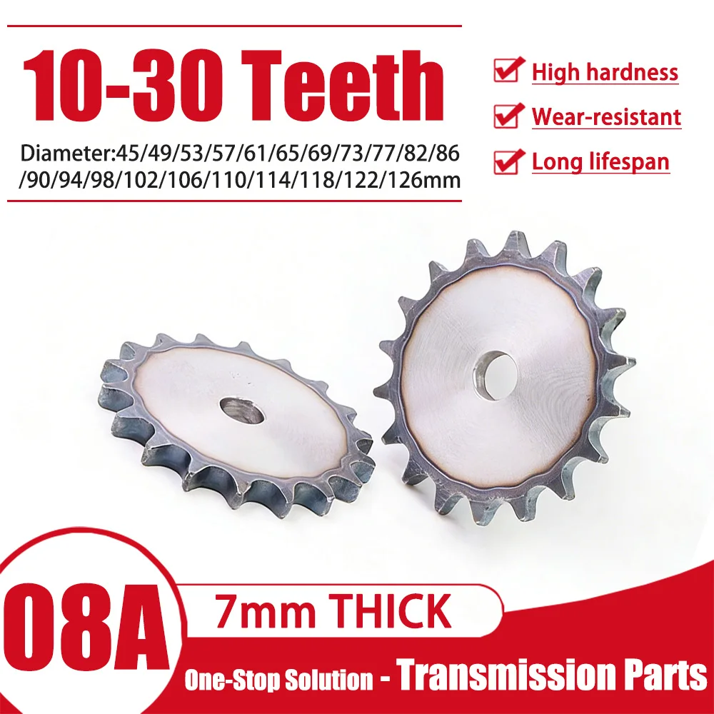 1Pcs 08B 4-Pitch Plain Sprocket Plate A3 Steel(Q235 Steel) 7mm Thickness 10-30 Teeth Industrial Transmission Sprocket Disc