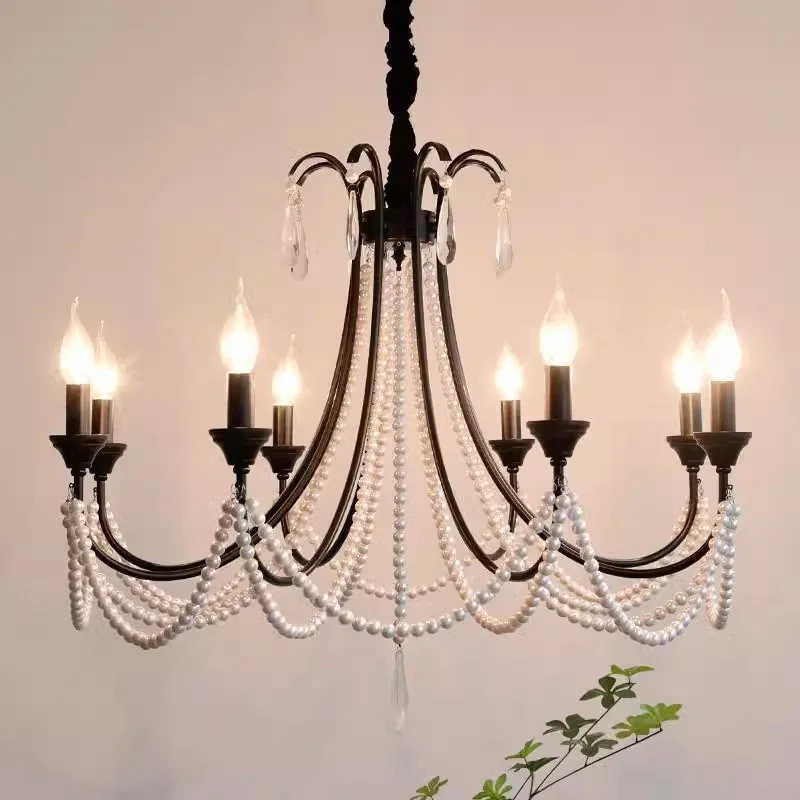 

French Black Candle Chandelier For Living Room E14 Pendant Lights Crystal Hanging Lamp Romantic Pendant Chandelier Led Lamparas