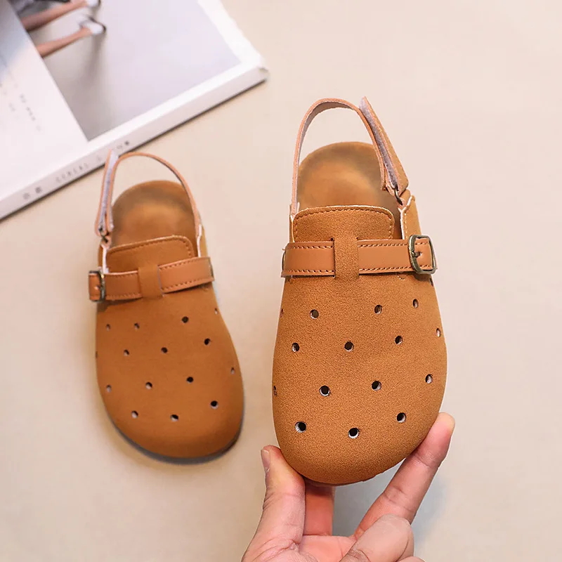 Versatile Children Shoe Fashion Girl Shoe Breathable Hollow Sandals 2025 Summer New Casual Shoes Soft Soled Boken Shoes Kid Shoe