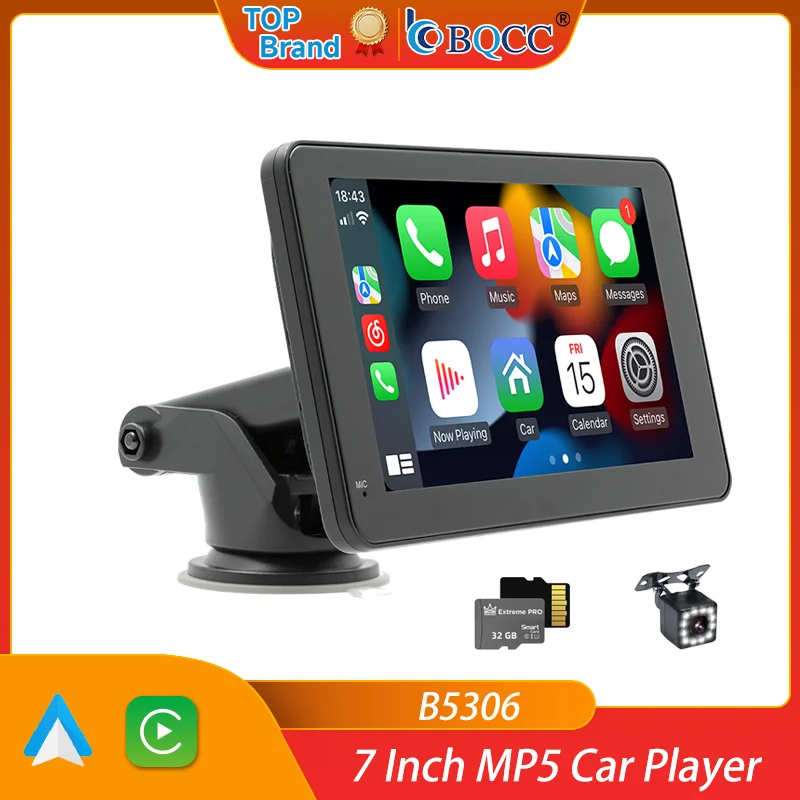 

BQCC 7-Inch HD 2.5D screen Portable Car MP5 Mirrorlink CarPlay Android Auto Smart BT CarPlayer