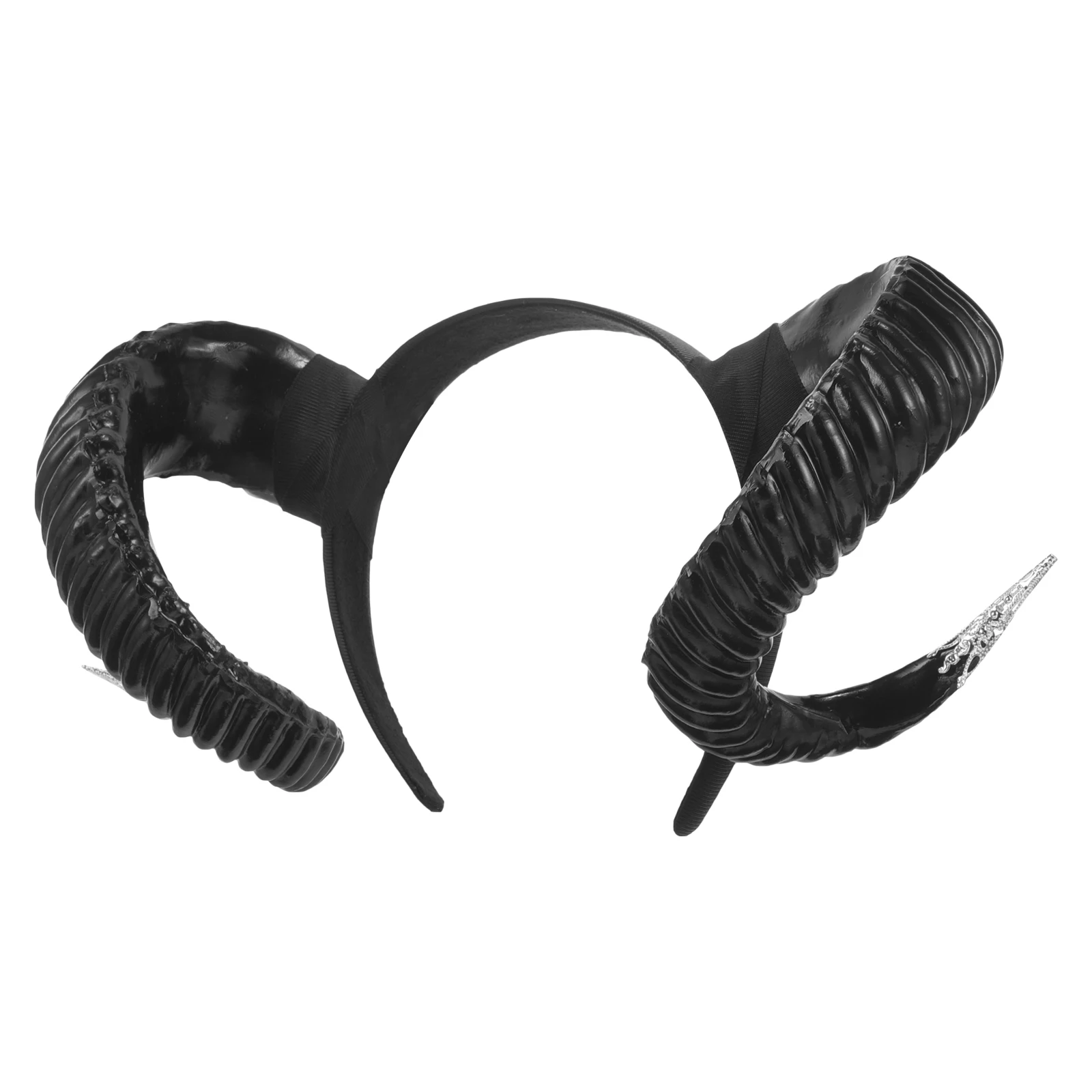 

Sheep Horn Headband Black Single Silver Decor Women Horns Hair Accessories Halloween Cosplay Props Adult Party Demon Ears