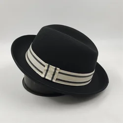 Pork Pie Hat for Men Feather Fedora Classic Gentleman Bowler Hat Cosplay Derby Bowler English Hat Panama sombrero hombre