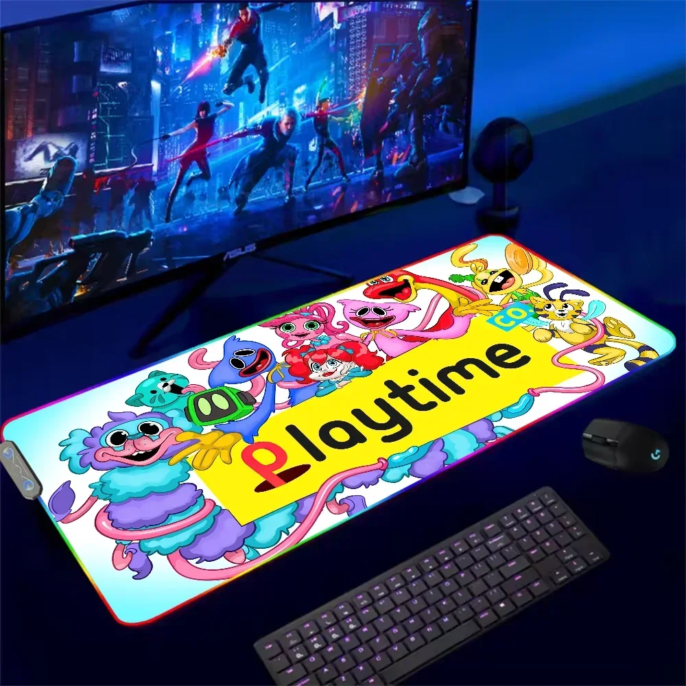 Terror Game P-Poppy P-Playtime For Rgb Mouse Pad Xxl Steelseries Laptop Mat Gaming Mousepad Backlit Keyboard