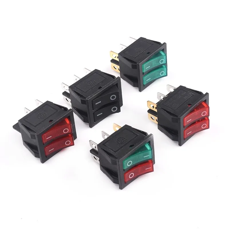 

10PCS KCD6 16A 250V AC Rocker Switch Boat Switch 6pins With Lamp ON-OFF KCD8 20A125V AC The power switch