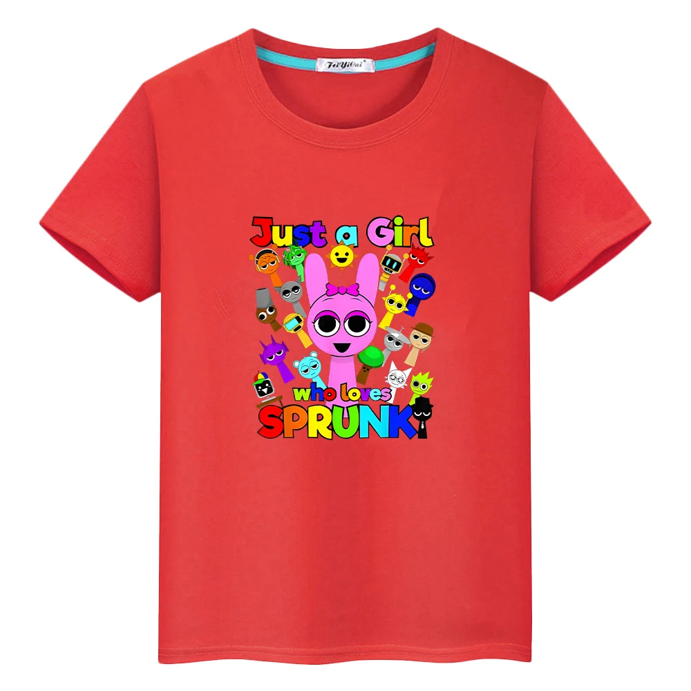 Sprunki print t shirt for kids boy 10year 100%Cotton Cute Tees Sprunki anime Short  Tops pride tshirt y2k one piece girl clothes