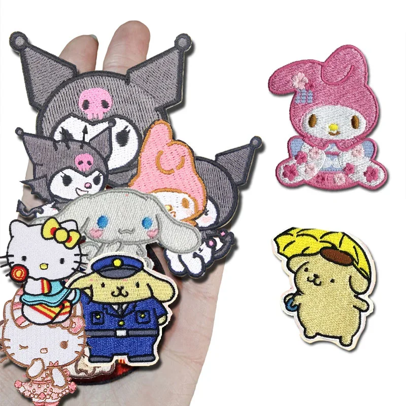 

Sanrioed HelloKittys My Melodys Kuromis Cinnamorolls Embroidery Cartoon Clothing Stickers DIY Anime Clothes Patches Garment