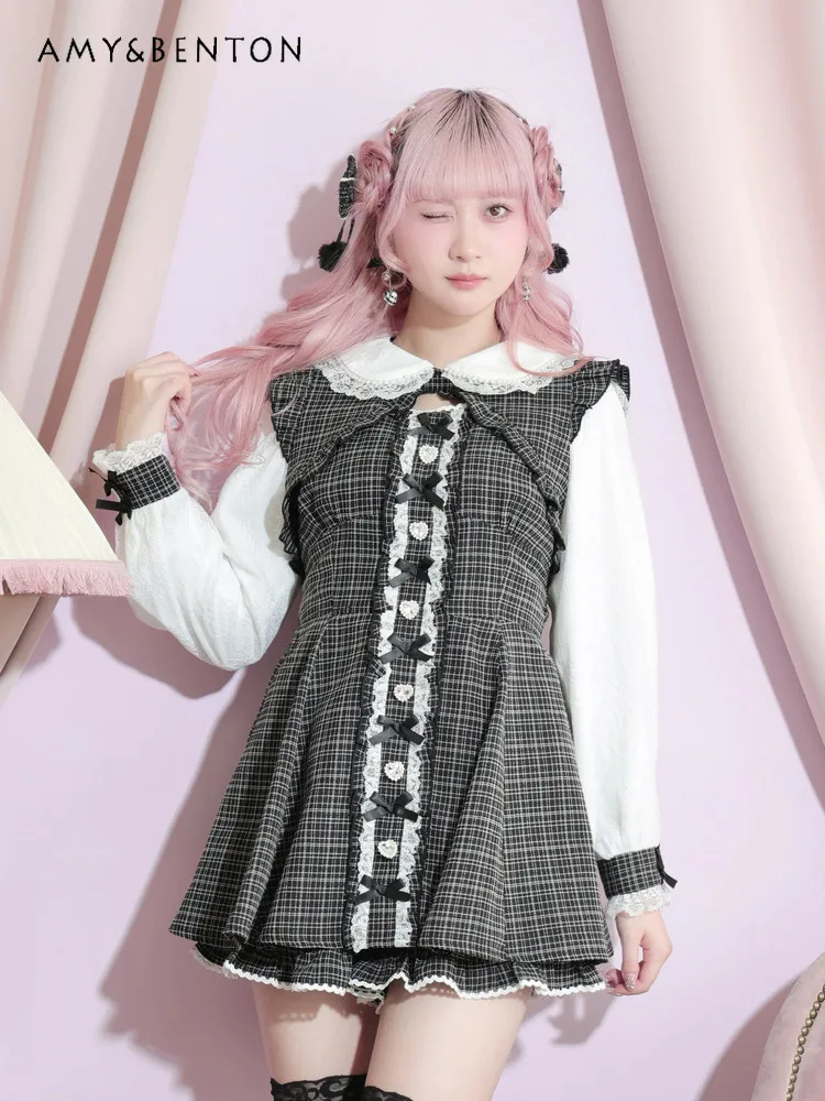 

Japanese Liz New Princess Dress Sets Mine Series Mass-Produced Doll Collar Long Sleeve Dress Short Elegant Two-Piece Set Women