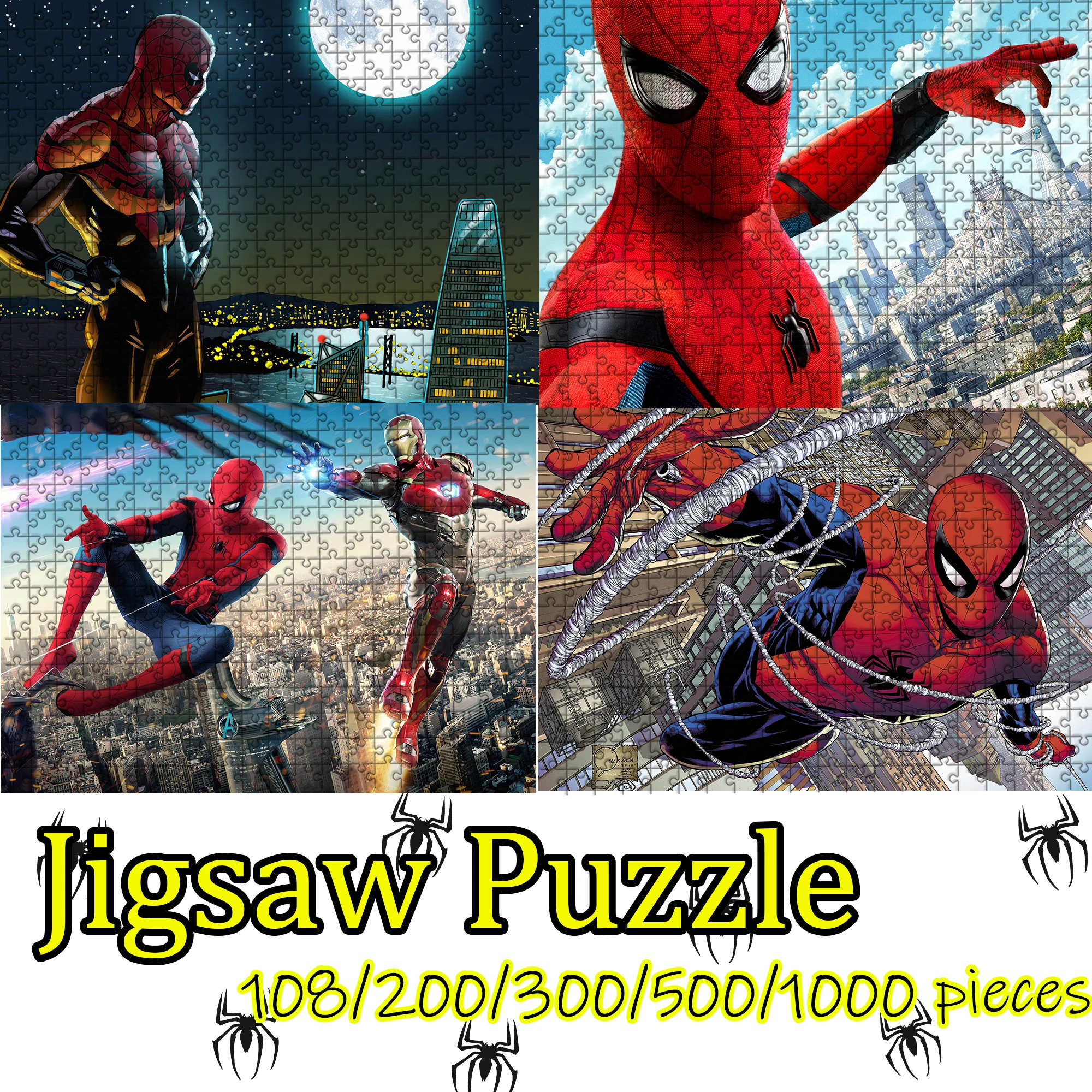 

Деревянный пазл Marvel Spider-Man, 108/200/300/500/1000 деталей, высококачественный подарок, веселая игра для вечеринок