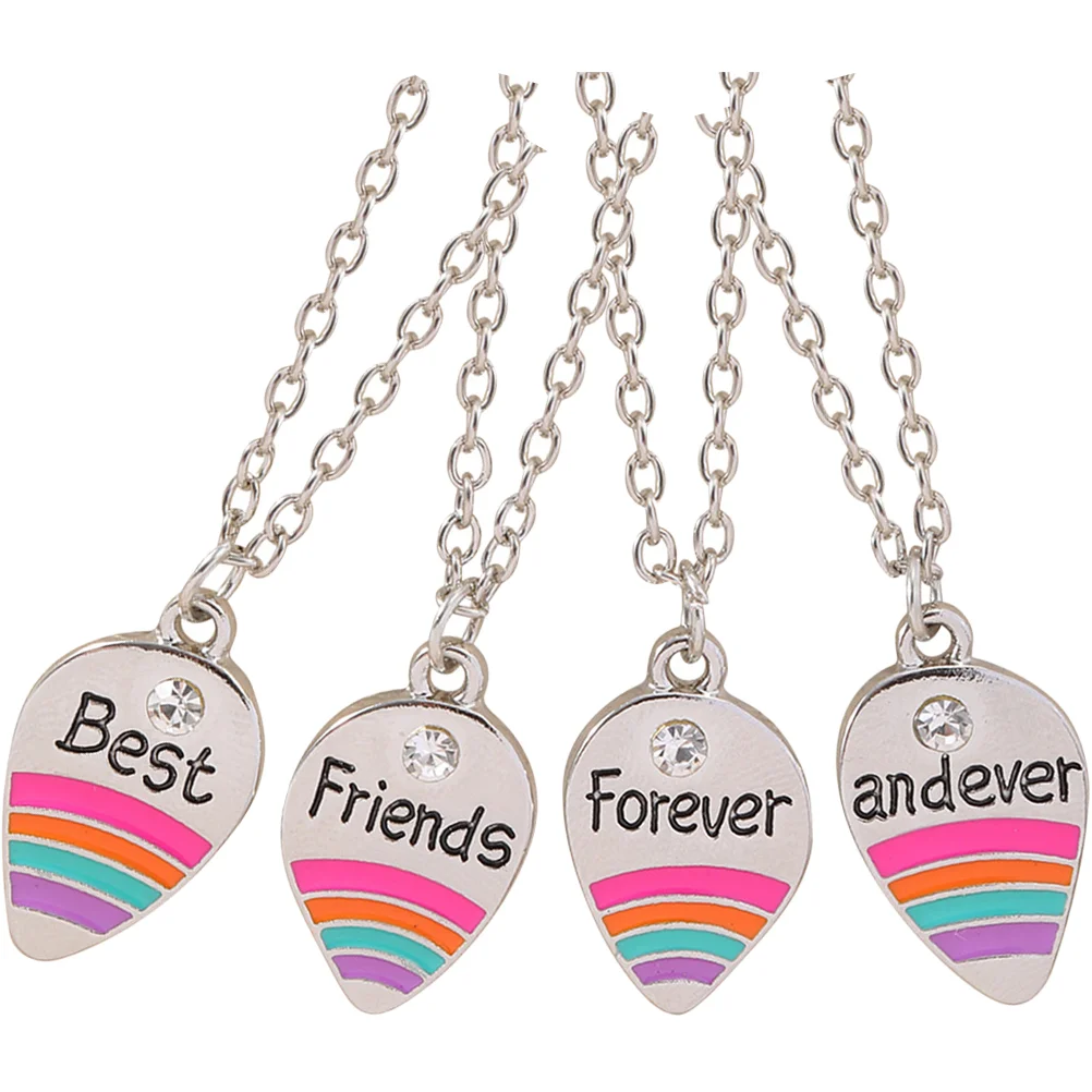 4 piezas collar de buen amigo joyería de amistad regalo mejores regalos para niñas collares de metal