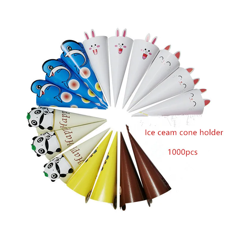 1000pcs Ice Cream Cone Holder Cover White Cones Paper Sleeve Cup for Wedding Birthday Party Supplies