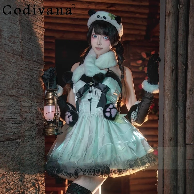 팬더 애니메이션 게임 드레스 여성용 코스프레 의상 2 차원 롤 플레잉 드레스 여성 카니발 애니메이션 복장