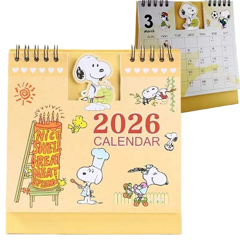 

2026 Snoopy Desk Calendar Creative Cute Calendar with Memo Notes Monthly for Home Office School Planning Organizing Stationery