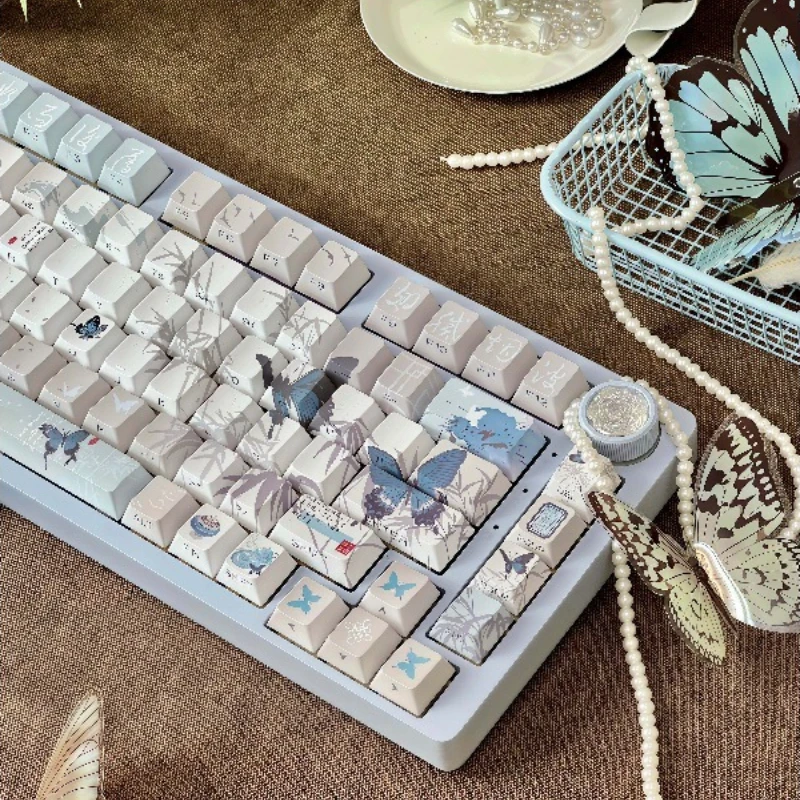 Bamboo Night MoonTheme Keycaps Set Customized PBT Sublimation Cherry Profile Keyboard Cap for Mechanical Keyboard Accessories
