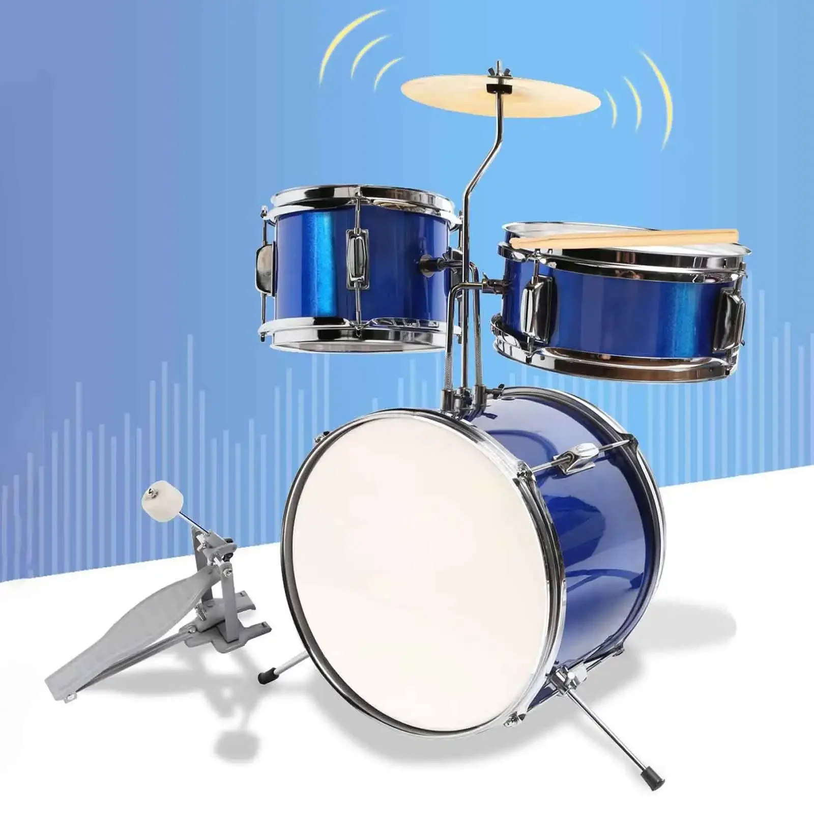 China Factory Hot Selling Premium Quality 3 Piece Junior Drum Set Kids Jazz Acoustic Drum Set With Oem Service