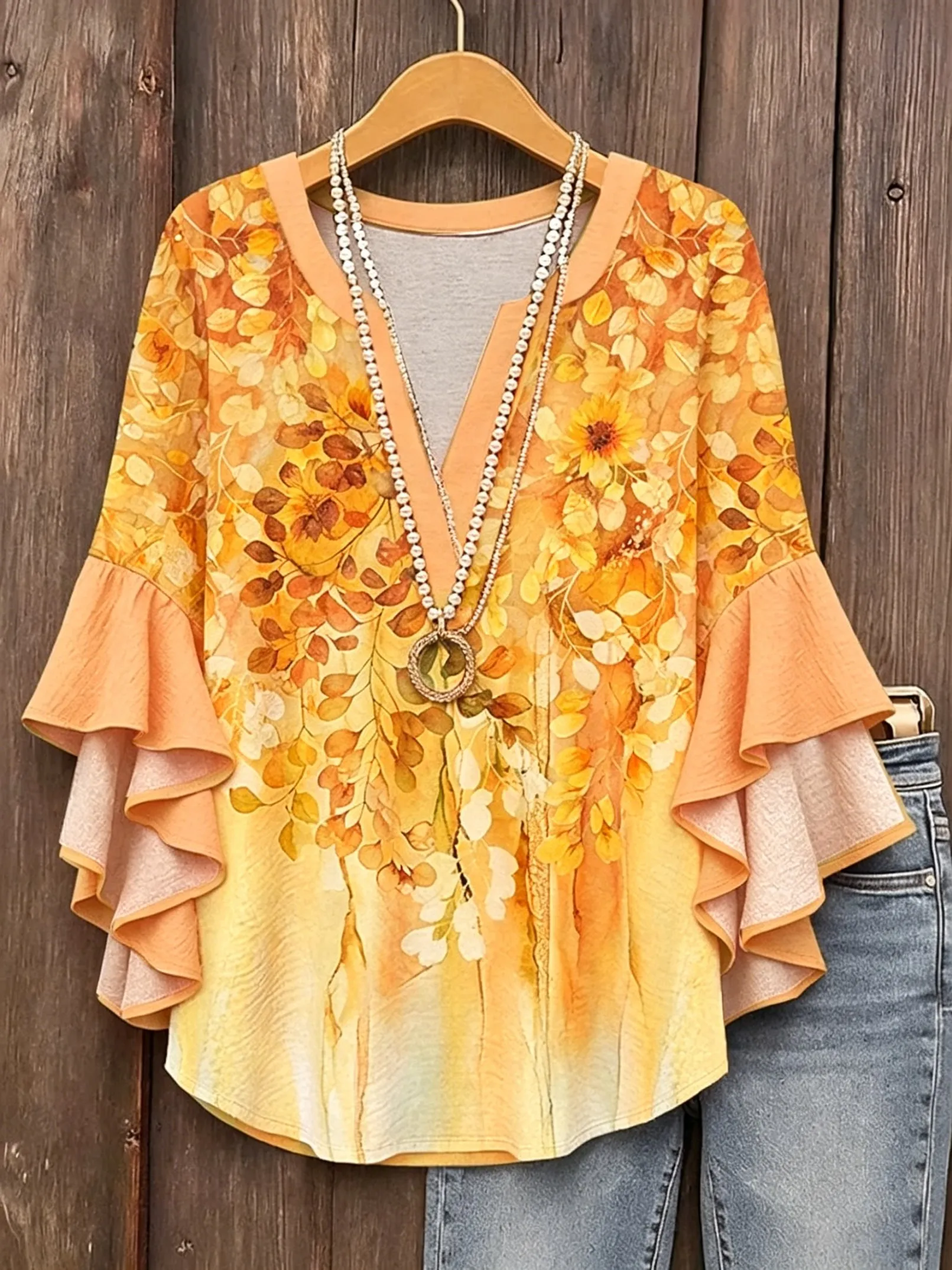 Women's V Neck Ruffle Half Sleeve Watercolor Rose Print Blouse, Casual Daily Tops Pink White Spring Summer