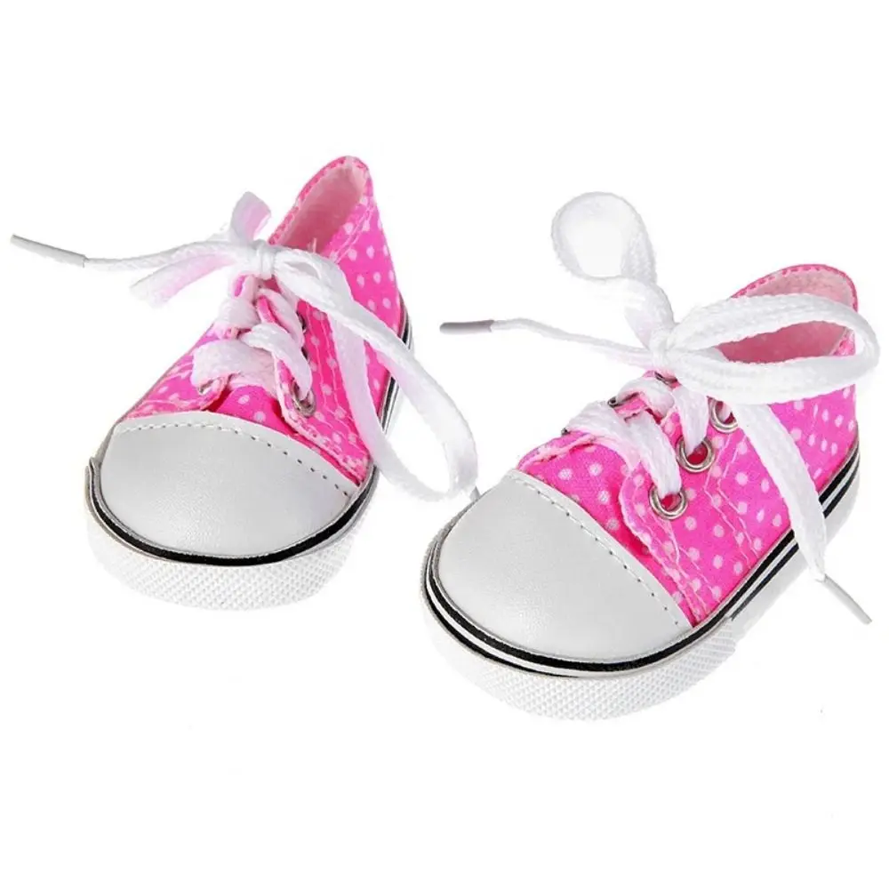 Sapatos em lona com cordões para boneca, estilo kawaii, mini ténis casuais, brinquedo bjd colorido para crianças, 7cm