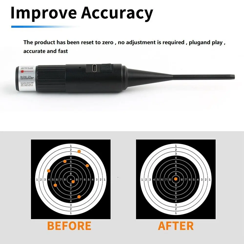 Imagem -03 - Tático Laser Vermelho Bore Sight Rifle Collimador Revólver Usb Recharge. 177 a 12ga