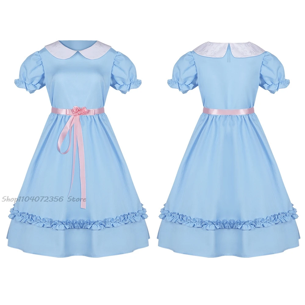 Twin Sisters Horror Movie Cosplay Costume Blue Dresses Girls Halloween Cosplay Twins Clothing