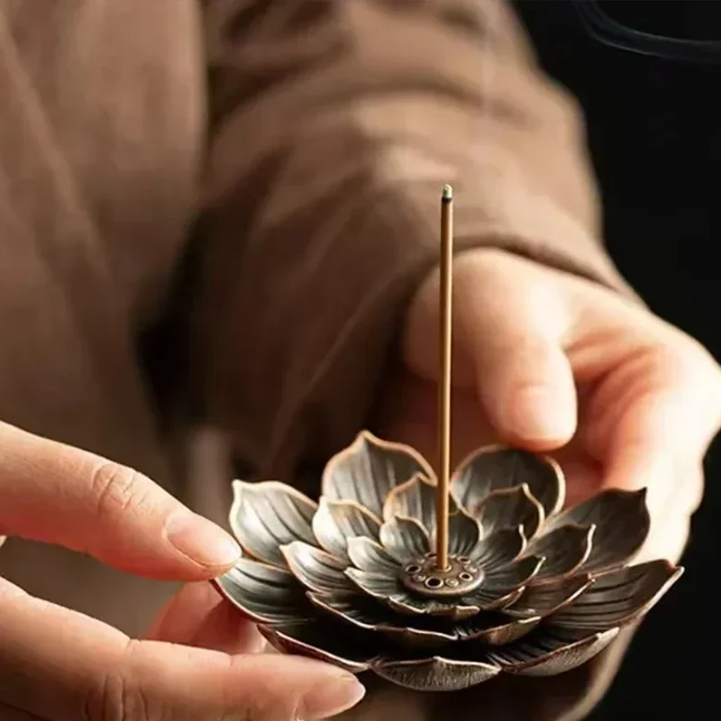 Alloy Lotus Flower Fragrant Seat Portable Joss Stick Incense Coil Dual Purpose Multilayer Base Antique Home Superlatives Censer