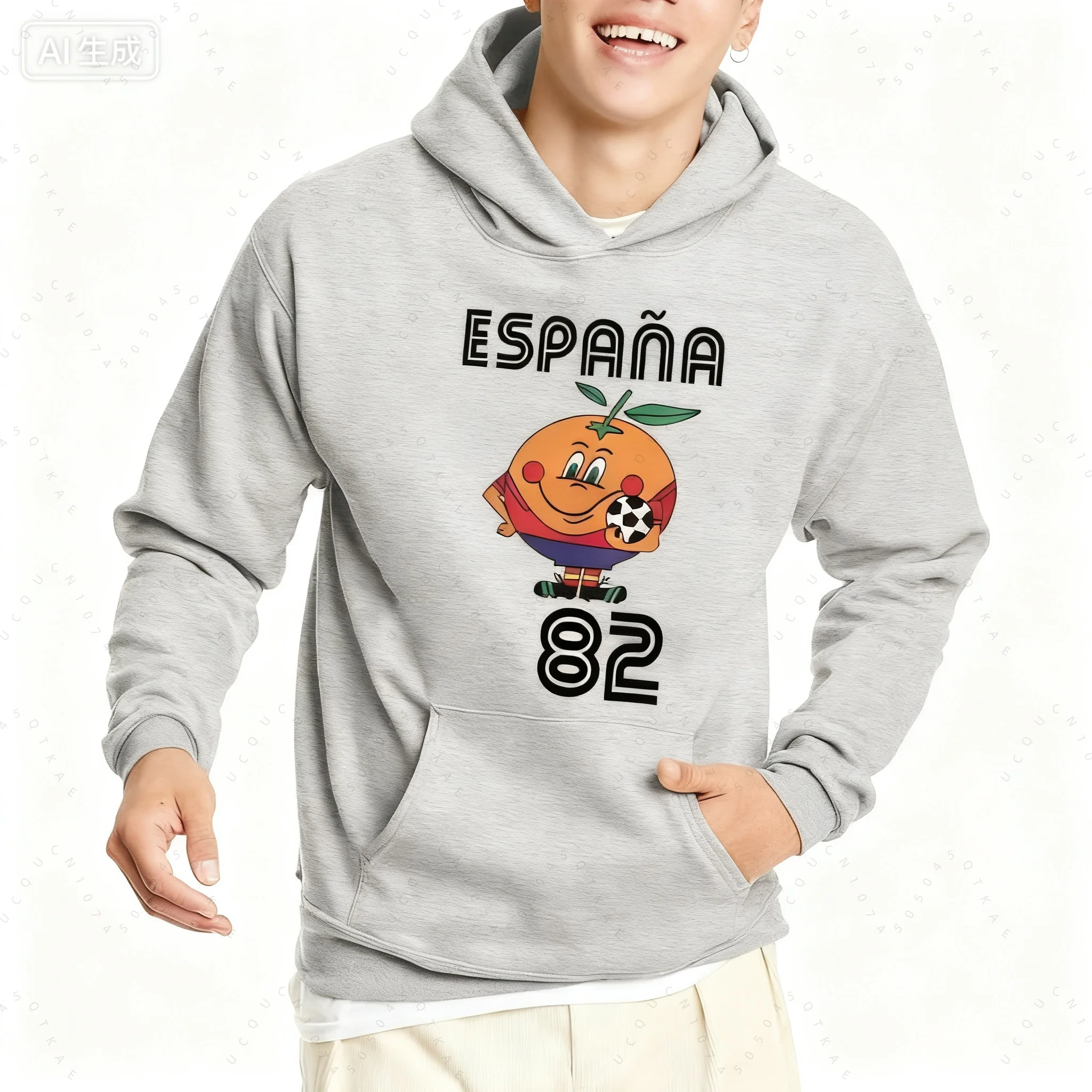 2026Autumn And Winter Naranjito Cotton Sweatshirt Men's High Quality Round Neck Spain 82 Spanish Mascot 1982 Football Hoodie Top
