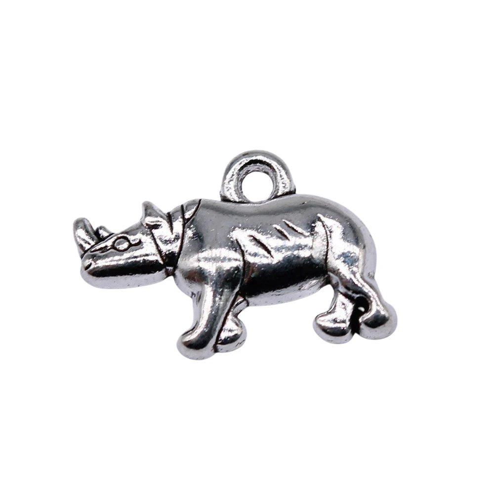 20pcs/lot 20x13mm Rhino Charms For Jewelry Making Antique Silver Color 0.79x0.51inch