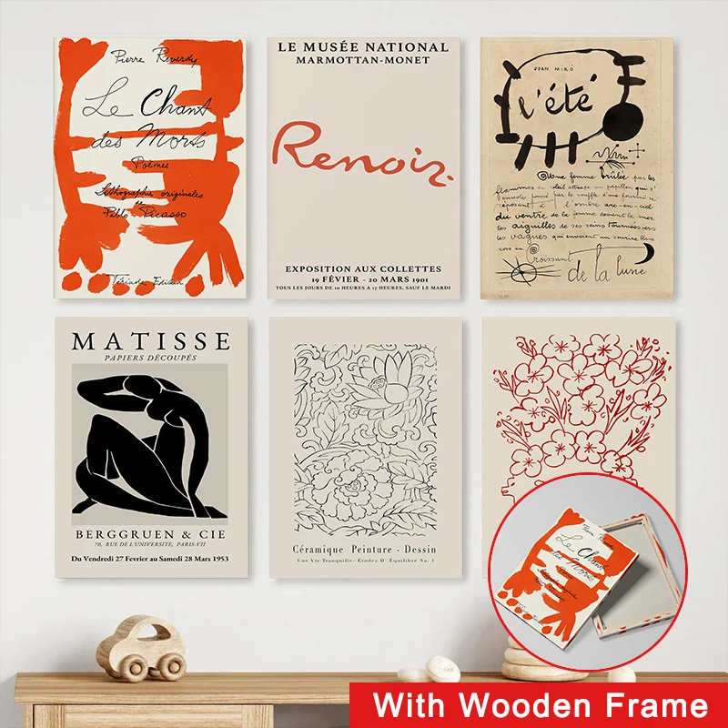 

Framed Modern Minimalist Poster Retro Abstract Wall Art Picture Canvas Print Painting Home Decor for Bedroom Living Room Office