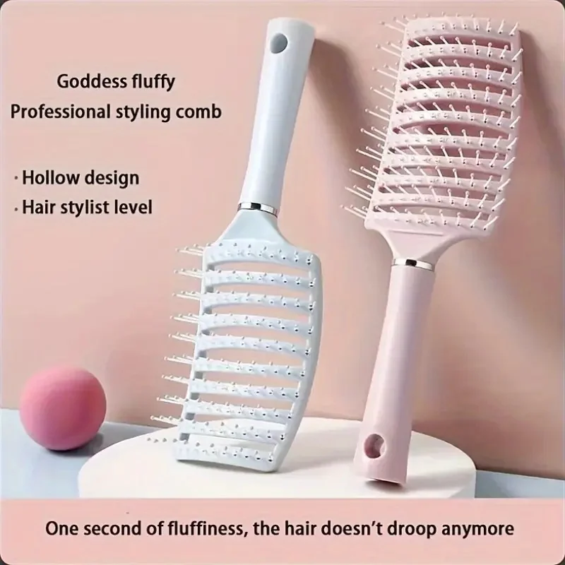 

1 piece of colorful pork rib comb, high top fluffy hair styling comb, long hair curly hair massage curved comb, fluffy hair styl