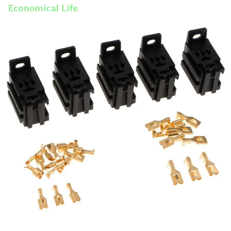 5 Sets/Lot DIY Accessories Car Relay Connector Socket Without Wire With Terminal Modified Nylon Flame Retardant