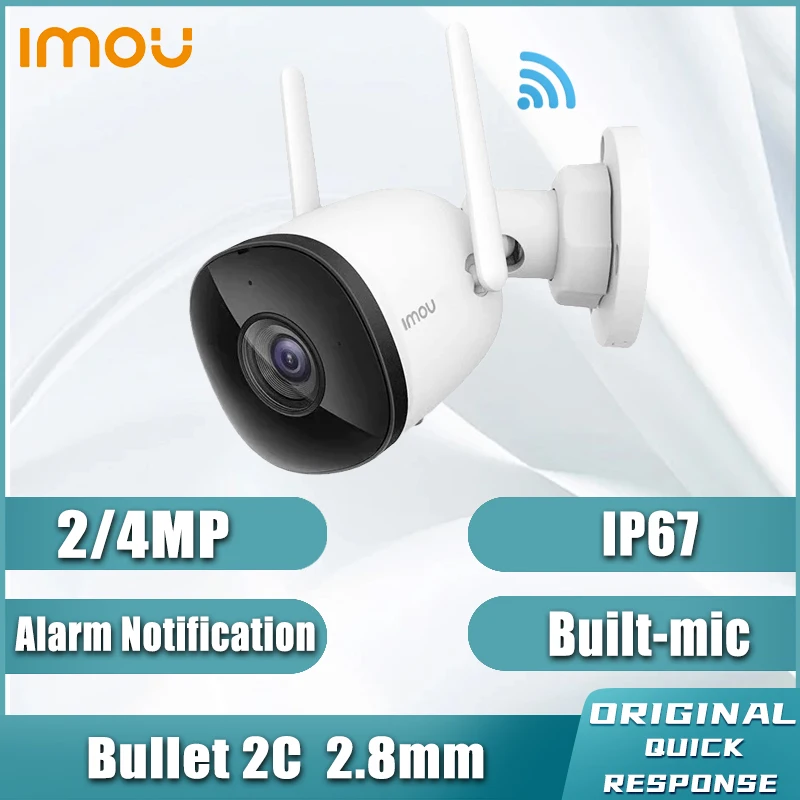 Caméra WIFI IMOU Bullet 2C 2MP 4MP, extérieure, étanche IP67, détection intelligente des personnes, 