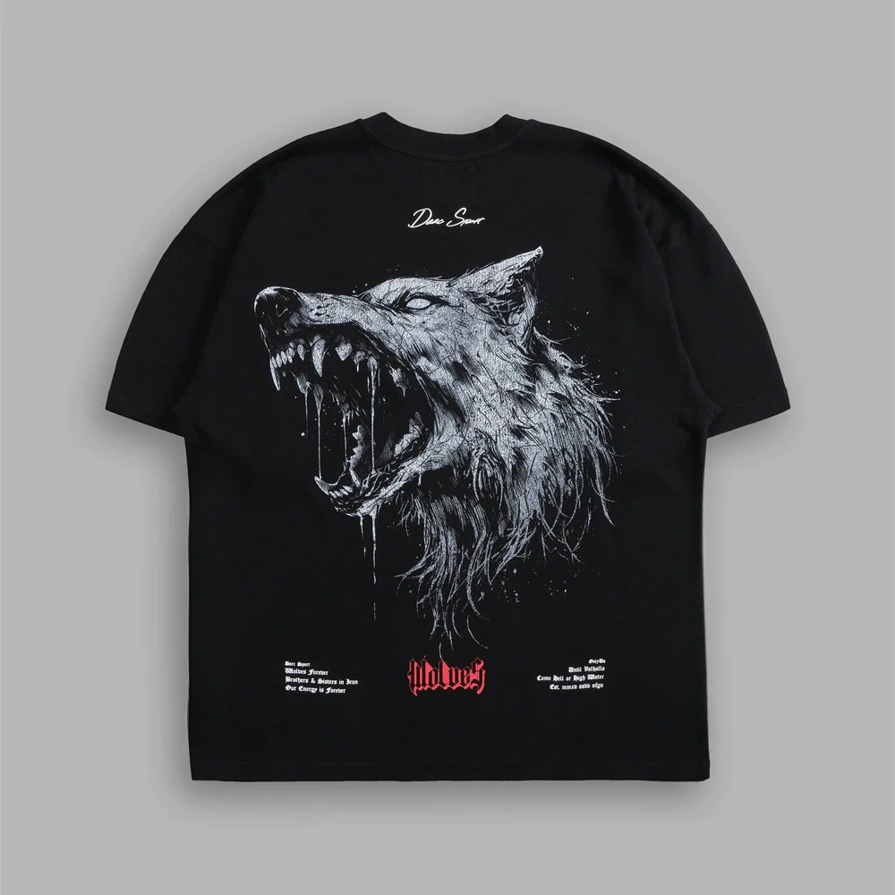 2026 Wolf Head Fitness American-style Tees Large-sized Pure Cotton Round-neck Short-sleeved Printed Weight Lifting Short-sleeved