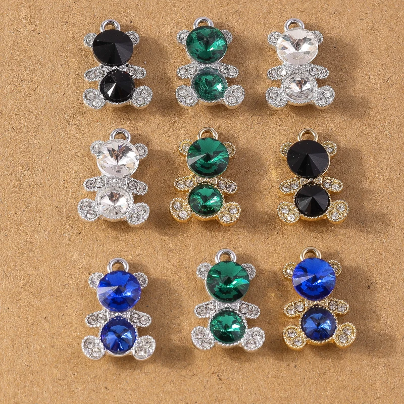 

10pcs 20*13mm Gemstone Crystal Bear Charm Pendants for Jewelry Making DIY Necklace Earrings Bracelet Accessories Supplies