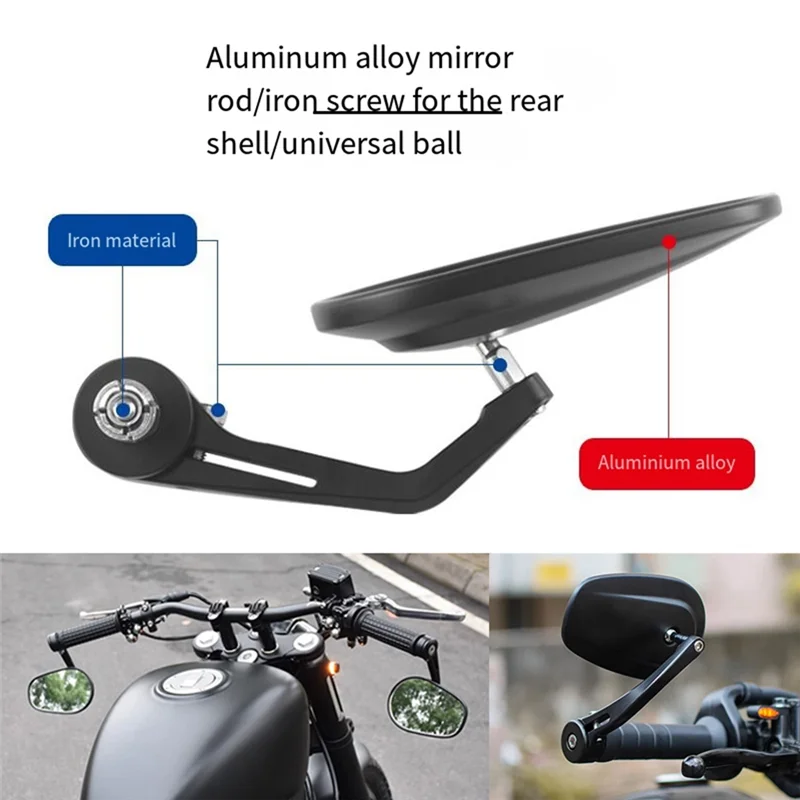 

BB-Oval Reflector Rearview Mirror Accessory For Universal Motorcycle 22Mm Handlebars