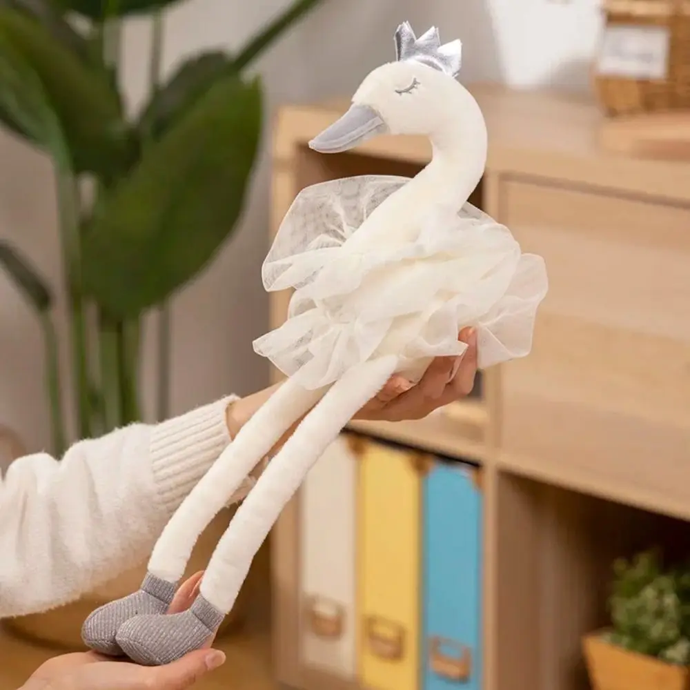 Wit en roze kleur rok zwaan knuffel prinses jurk schattige cartoon gevulde zwaan pop zacht kussen mooi zwaan dier speelgoed