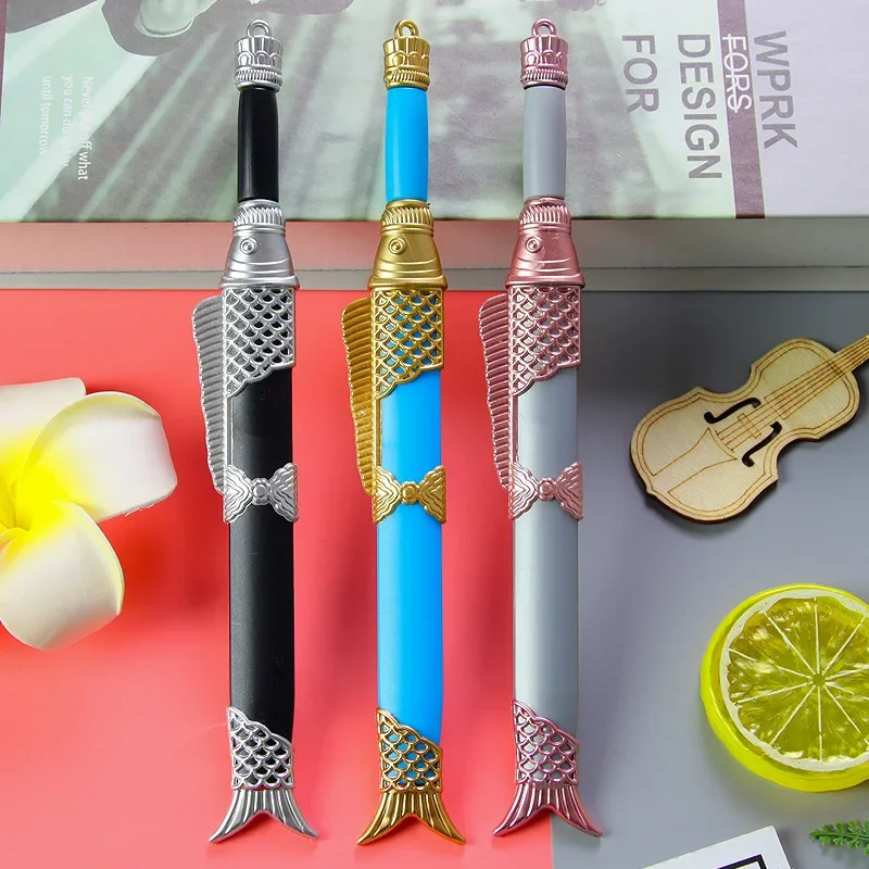 Creative Carp Shape Sword Pen Retro Weapon Gel Pen Three Colors Optional Cute Student Pen Pretty Stationery Kawaii Creative