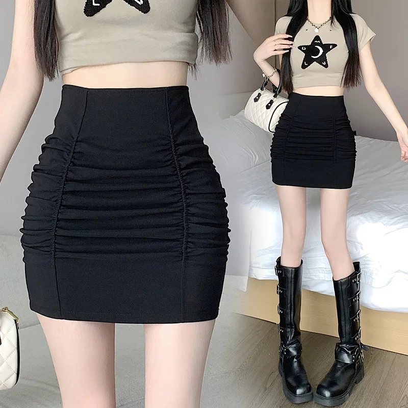 

Bla Sexy ort Skirt Women's High Waist Slim A-Line f Body Skirts Summer Small Size Irregular Pleats Bodycon Skirts