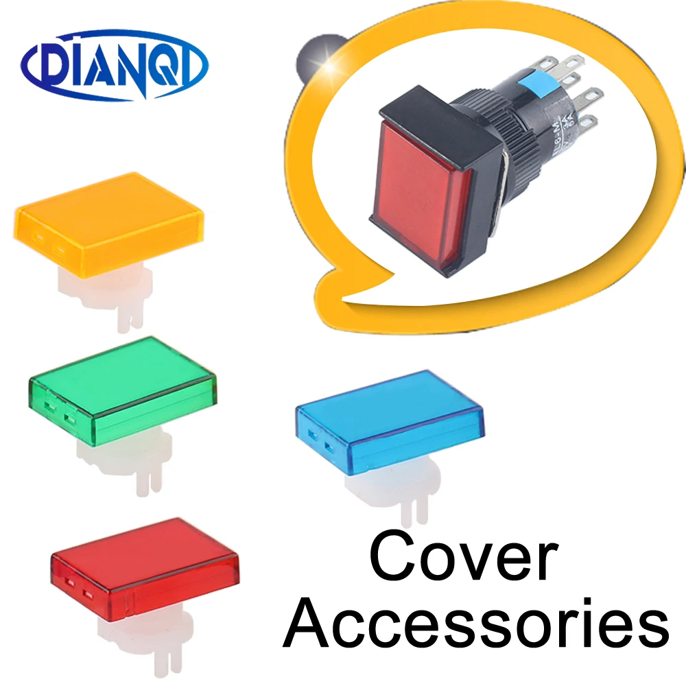 

100pcs/Lot 16MM Plastic Push Button Switches Square Quadrate Ring Circle Round Rectangle Oblong accessorie fittings parts