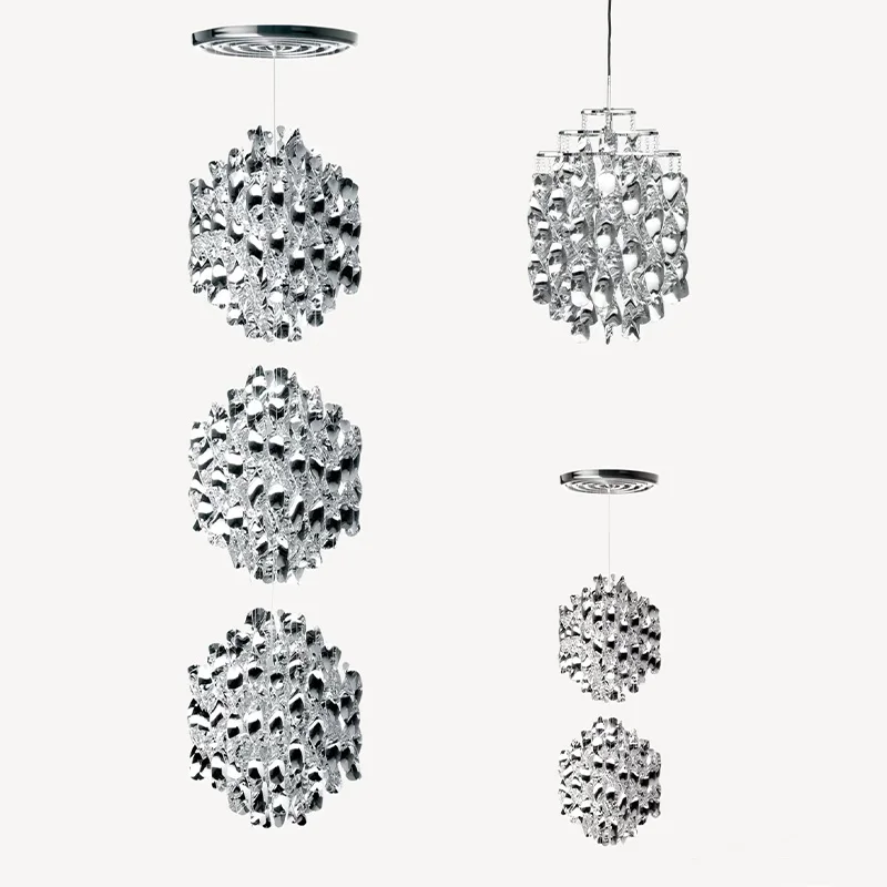 American Luxury Bauhaus Spiral Waterfall Pendant Lamp Metal Acrylic Gold Silver Sphere Dimmable Ceilings Lustre
