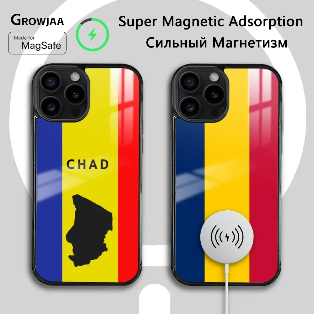 Republic of Chad Flag Phone Case For iPhone 16 15 14 13 12 11 Pro Max Plus Mini Magsafe Mirror Wireless Magnetic Cover