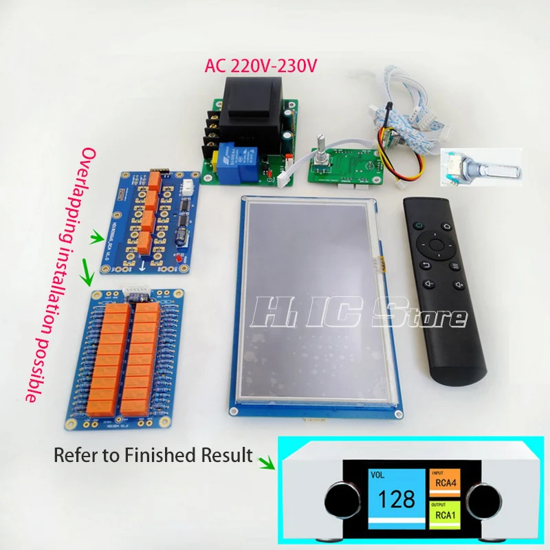 7 inch Colour Screen HiFi Infrared Remote Control Volume Control Adjust Board Amplifier Preamp Motor Relay Potentiometer