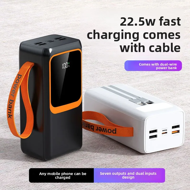 

Сверхбыстрая зарядка большой емкости 30000 мАч со встроенным кабелем. Новый внешний аккумулятор 2025 года, подходит для большинства электроники.