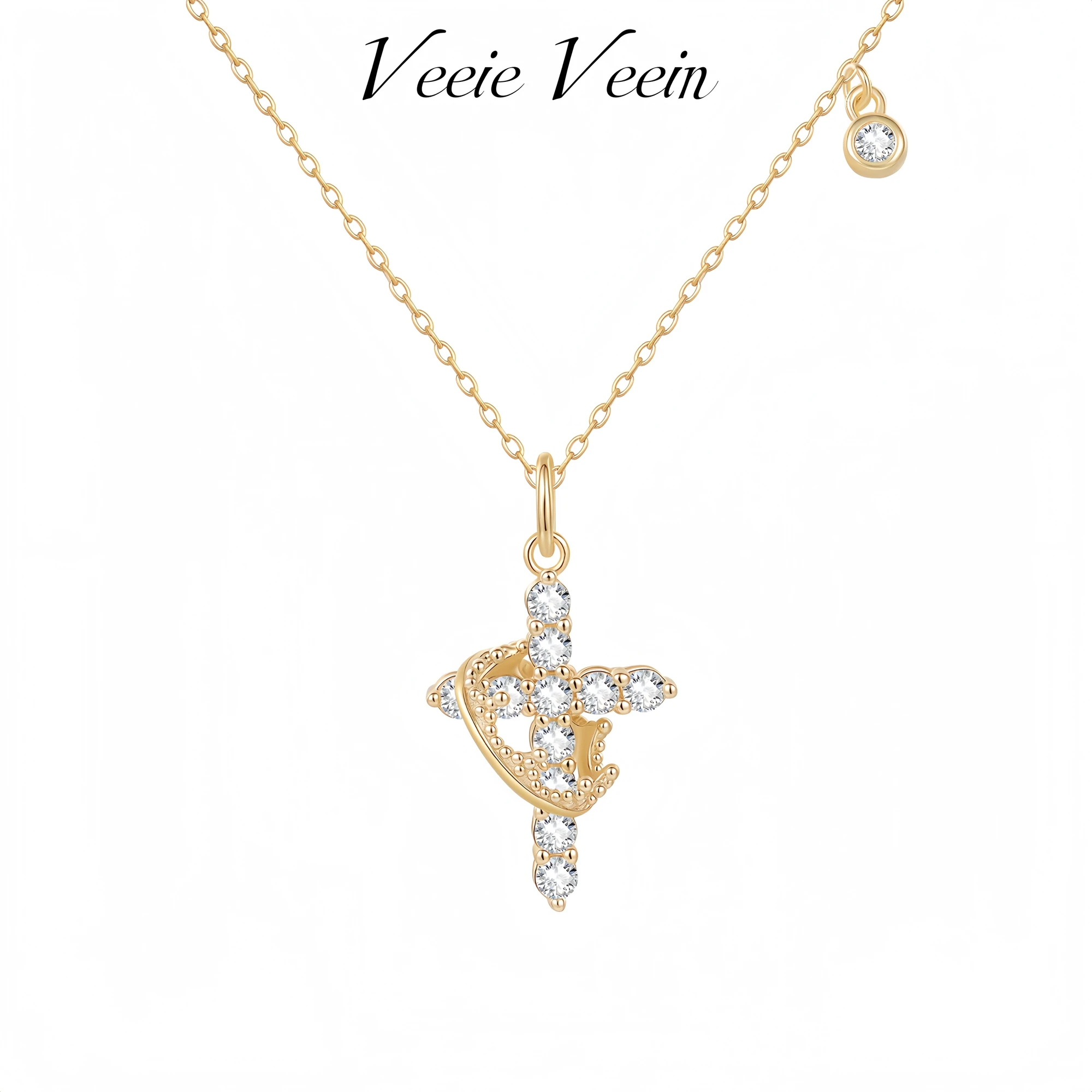 

Veeie Veein Элитный бренд S925 стерлингового серебра муассанит ожерелье Корона крест сертификат GRA модное ожерелье ювелирные изделия