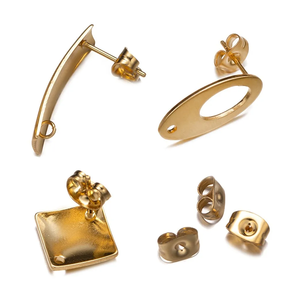 10Sets Roestvrijstalen Geometrische Oorbellen Veelhoekige Oorknoppalen Basiscomponenten Voor Diy Sieraden Maken Benodigdheden