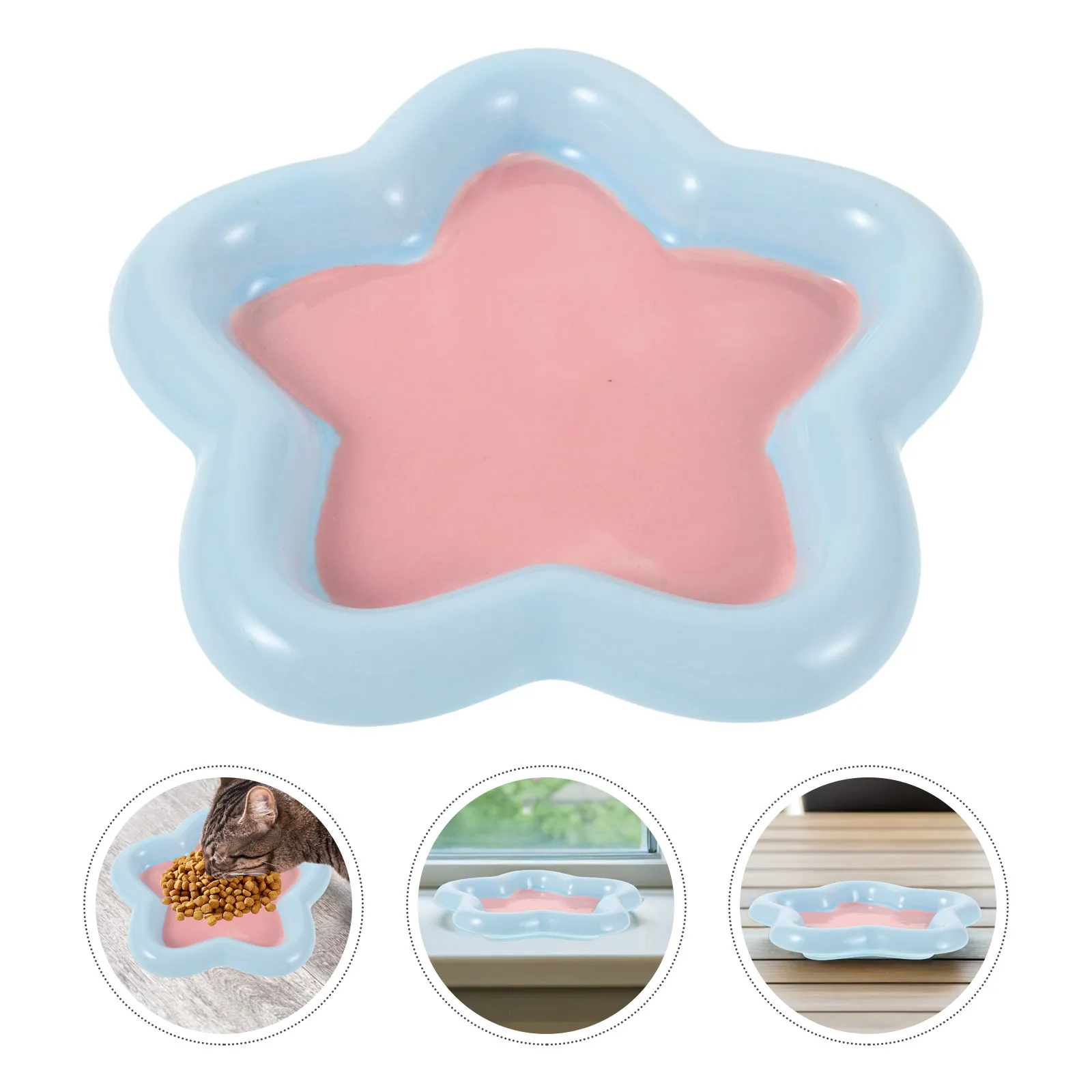 Comedero de Cerámica para Mascotas, para Gatos y Perros Pequeños, Diseño Poco Profundo que No Daña los Bigotes, Fácil de Limpiar, Resistente a las Manchas, Base Antideslizante, Ideal para Comida Húmeda o Seca