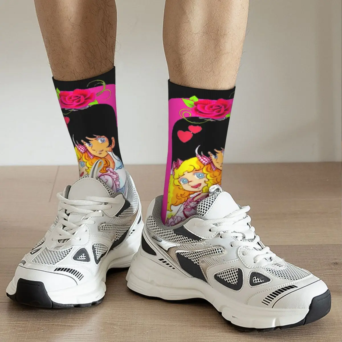 Funny Crazy compression Sock for Men Terry Hip Hop Harajuku Candy Candy Anime Happy Quality Pattern Printed Boys Crew Sock