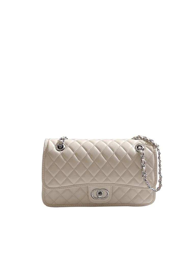 

Hong Kong Genuine Leather Chain Crossbody Bag Women's Faionable Small Square Bag Single oulder Bag for Young Women