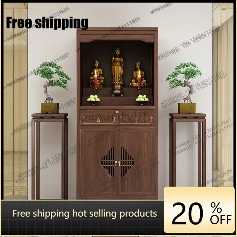 LX North American black walnut new Chinese vertical cabinet Buddhist niche modern light luxury offering table
