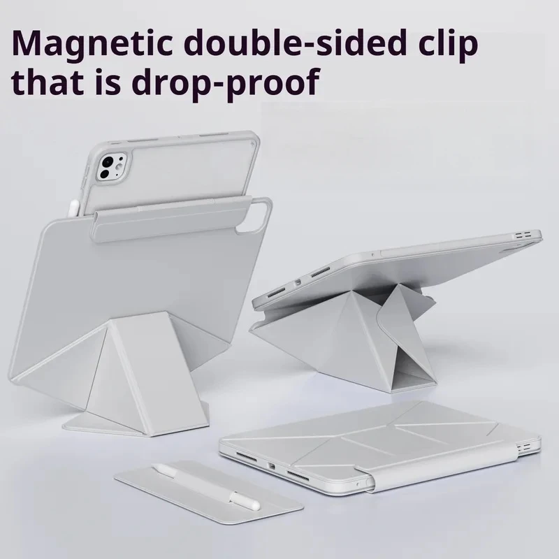 

For iPad 10/11th Increase Height Bracket Case, Magnetic Transparent back shell Cover iPad Pro 11 12.9 Air 4/5th 13 mini 6/7