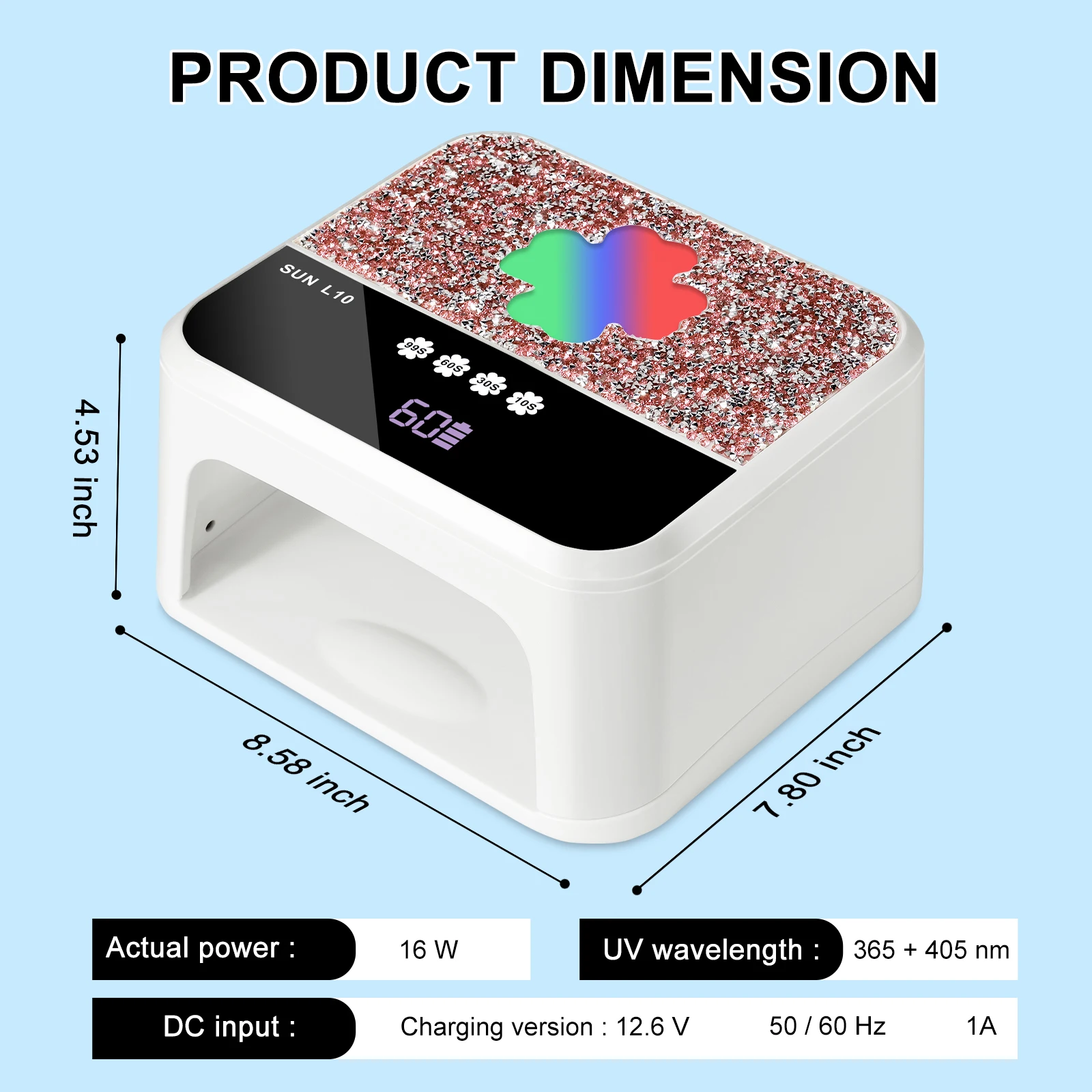 โคมไฟเล็บ LED UV มืออาชีพแบบชาร์จไฟเล็บเจลพร้อมโหมดจับเวลา 4 โหมดและเซ็นเซอร์อัตโนมัติโคมไฟขัดเจลเล็บ