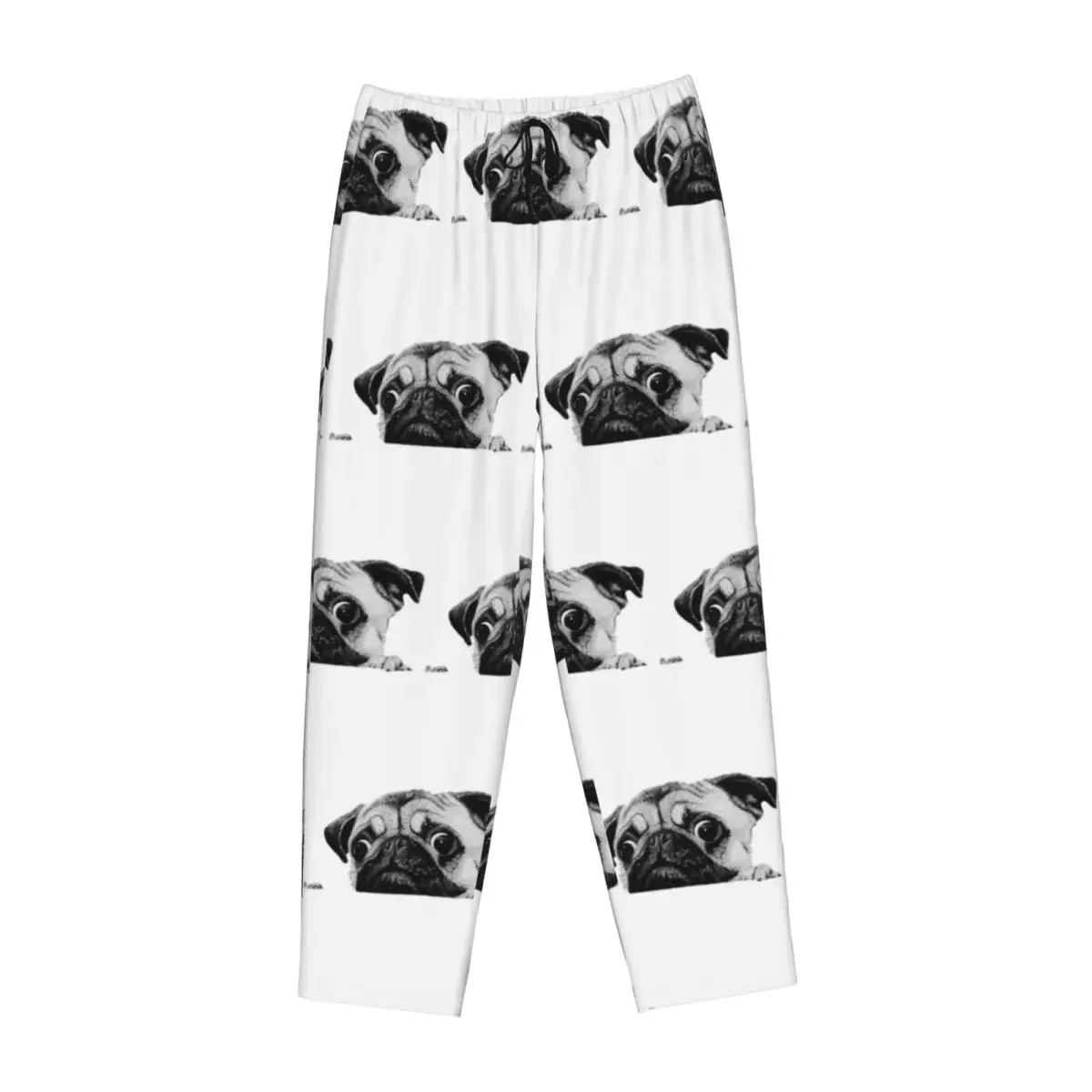 

Custom Cute Curious Pug Women Pajama Pants Lounge Sleep Sleepwear Bottoms with Pockets